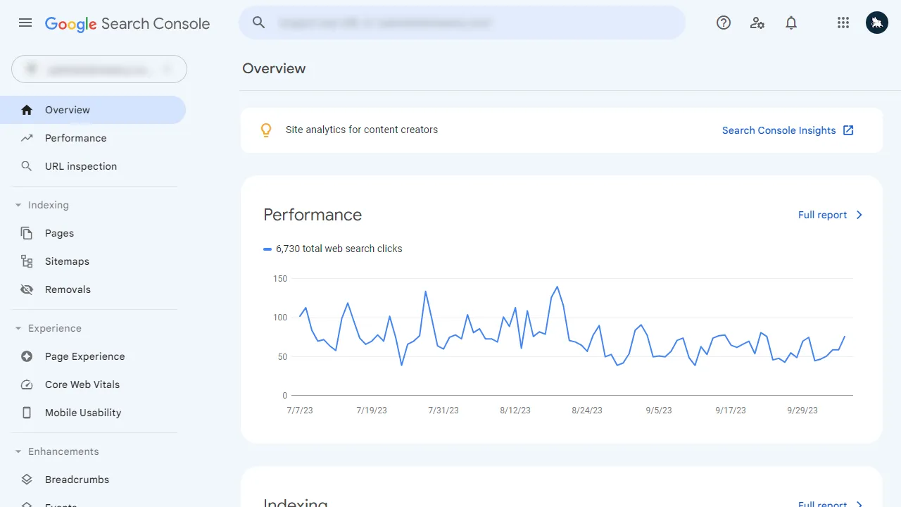 Connected to Search Console